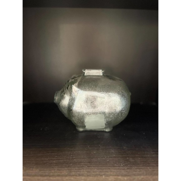 Retro Anchor Hocking Textured Glass Piggy Bank - Picture 1 of 8